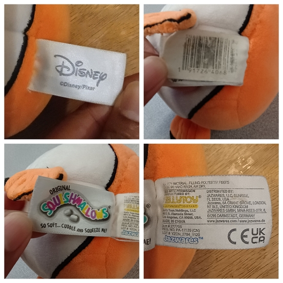 Squishmallows 5โ Finding Nemo Disney Pixar Movie Plush Lovey Clown Fish Orange - Picture 14 of 14